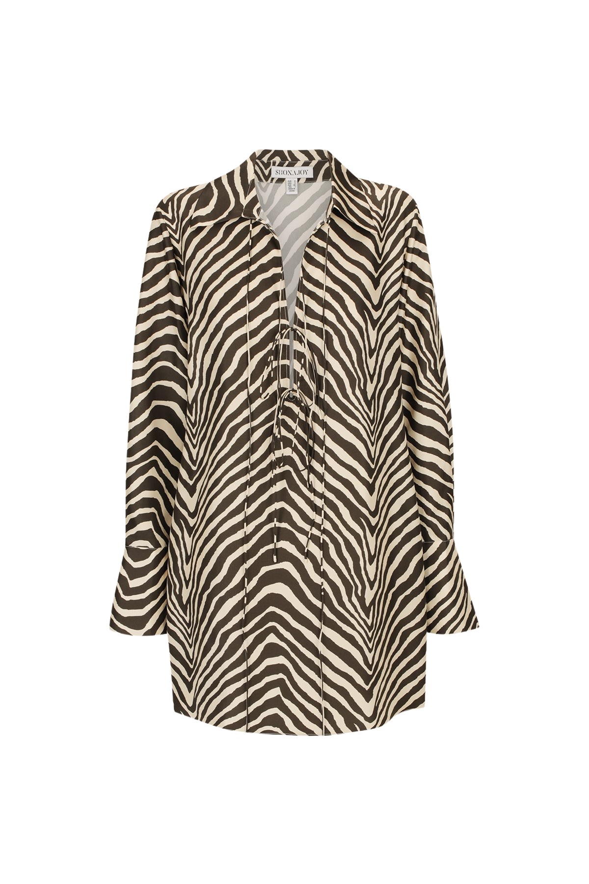 Shona Joy Sana Silk Shirt Tie Mini Dress