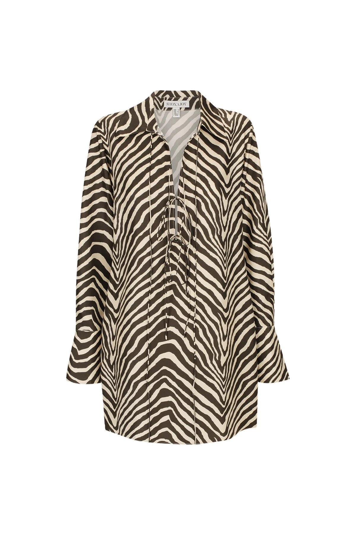 Shona-Joy-Sana-Silk-Shirt-Tie-Mini-Dress48378_nobg Sana Silk Shirt Tie Mini Dress - Image 1