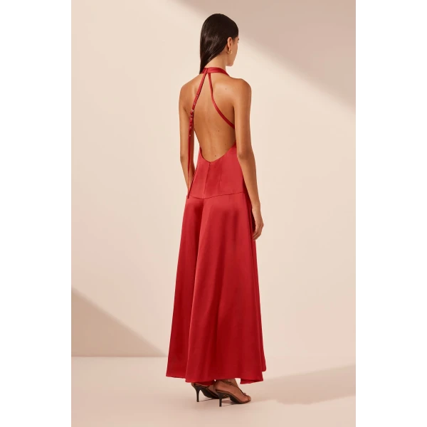 Savanna Halter Open Back Maxi Dress - Chilli - Image 7