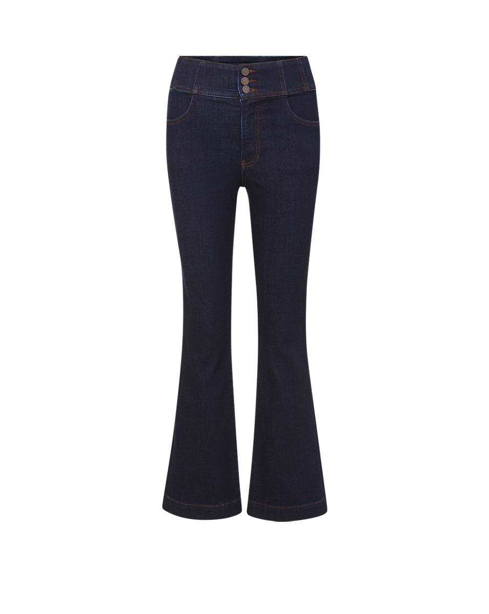 Veronica Beard Carson Corset Waist Kick-Flare Jean