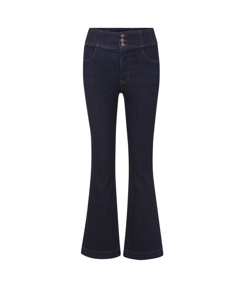 Veronica Beard Carson Corset Waist Kick-Flare Jean Veronica Beard Pants