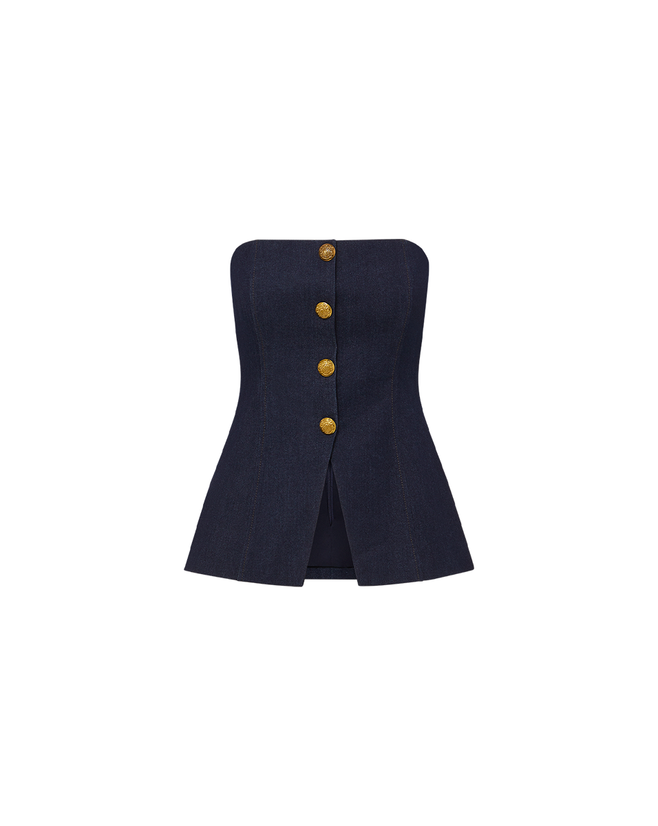 Veronica Beard Forman Denim Bustier Top