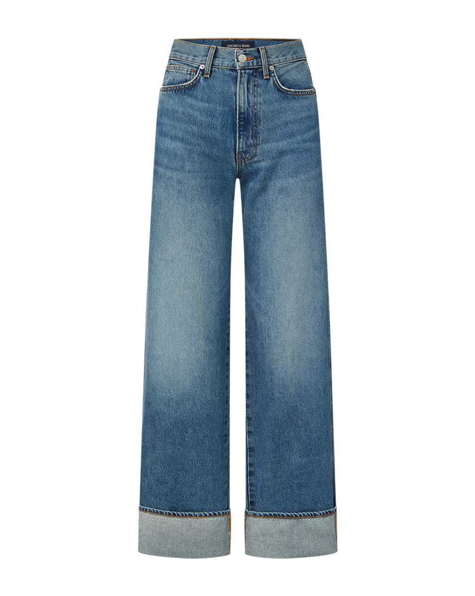 Veronica Beard Taylor Cuffed Wide-Leg Jean