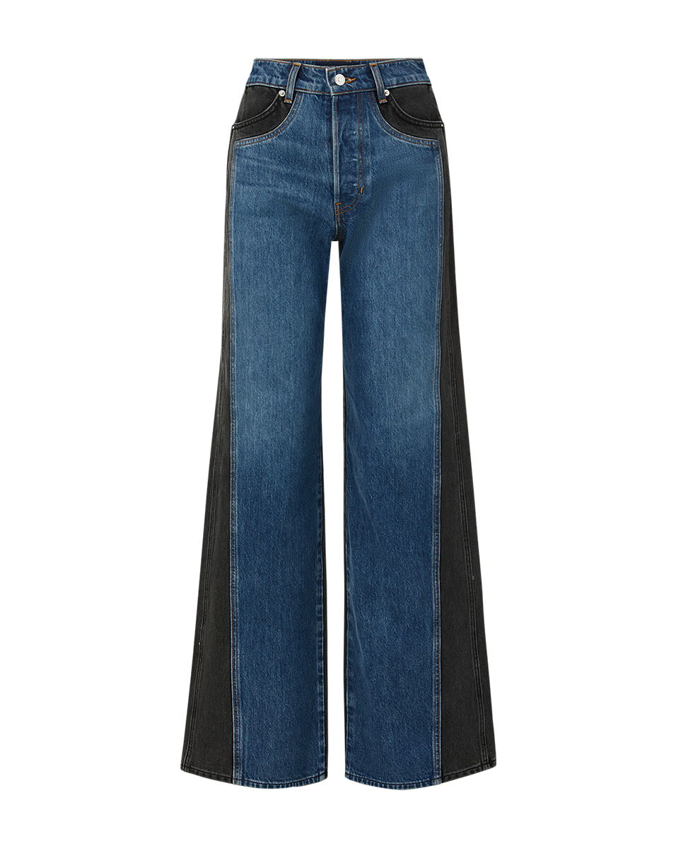 Veronica Beard Taylor Two-Tone Wide-Leg Jean