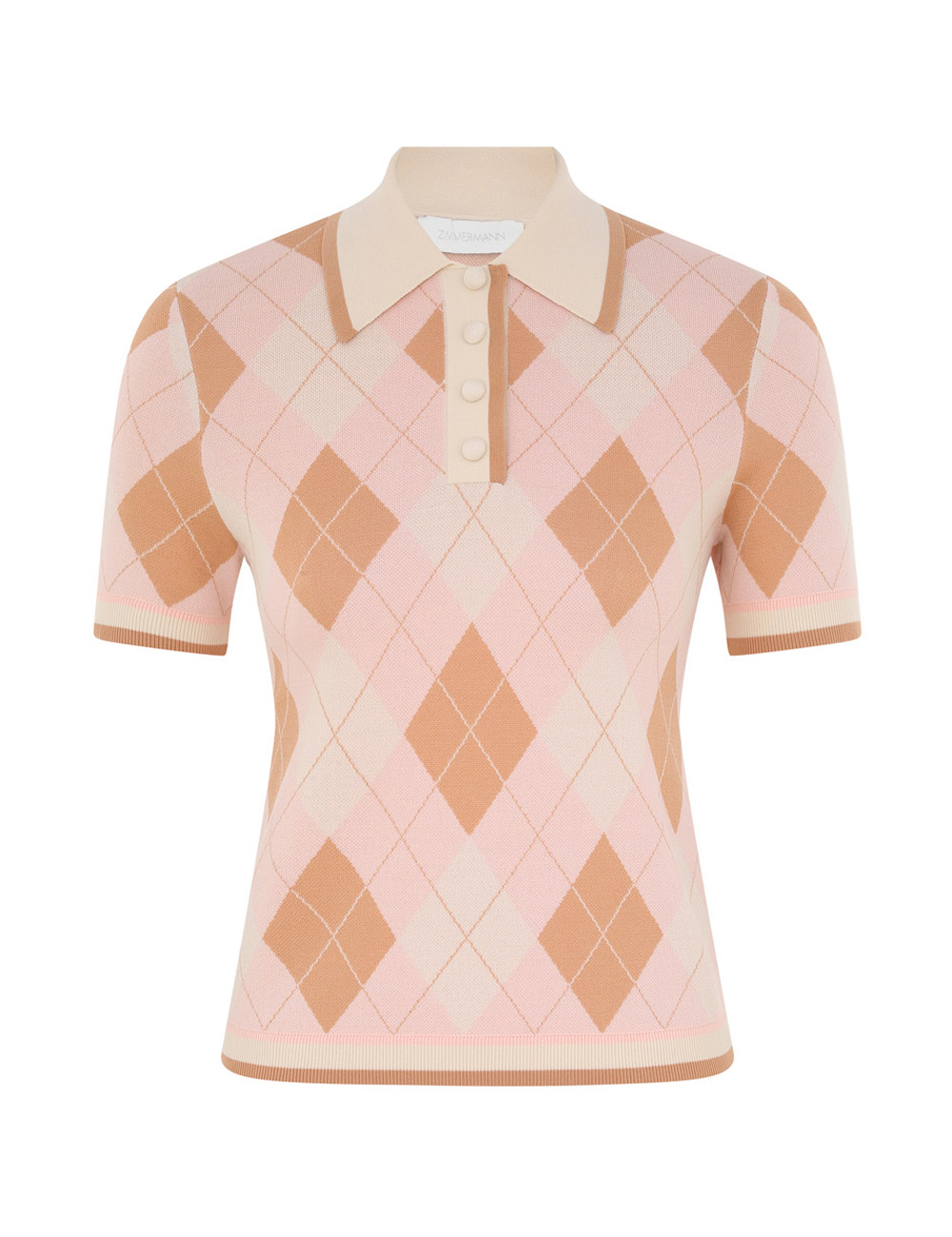 Zimmermann Acacia Argyle Knit Polo