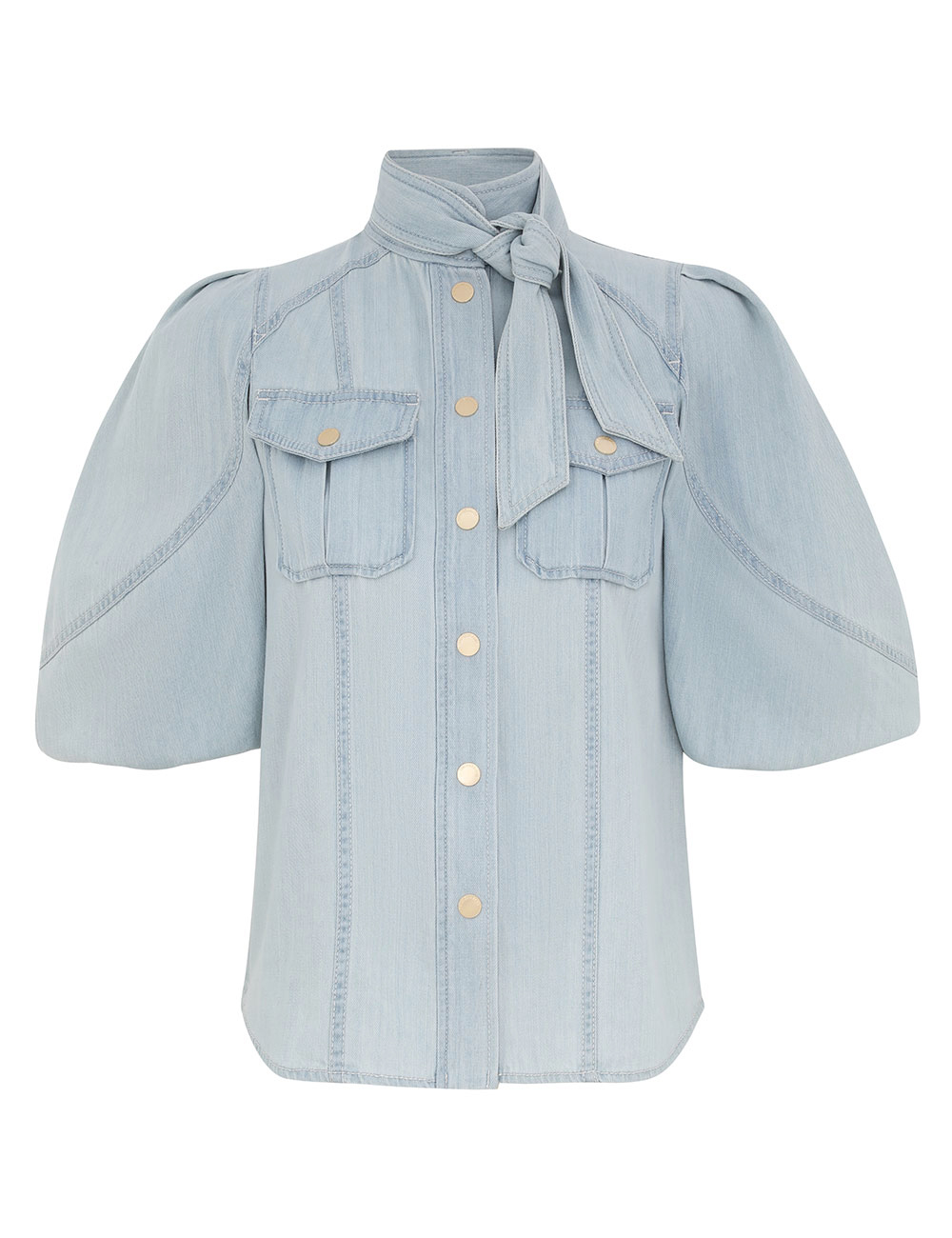 Zimmermann Acacia Denim Lantern Blouse