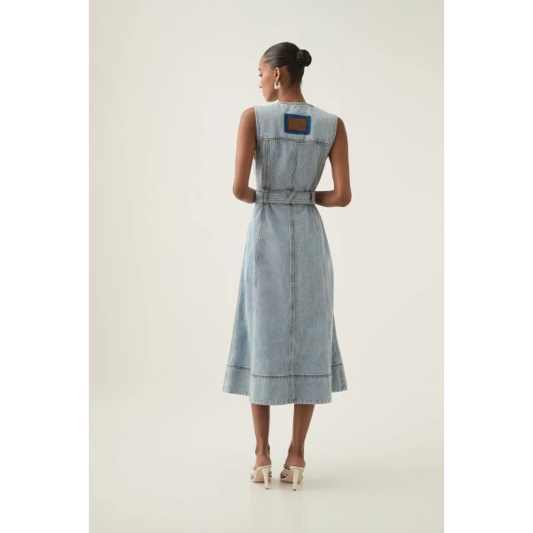 Aura Denim Midi Dress - Image 6