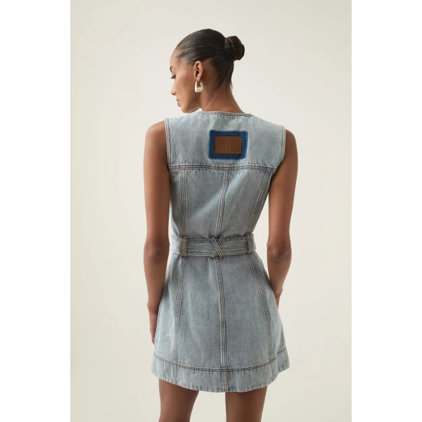Aura Denim Mini Dress - Image 7