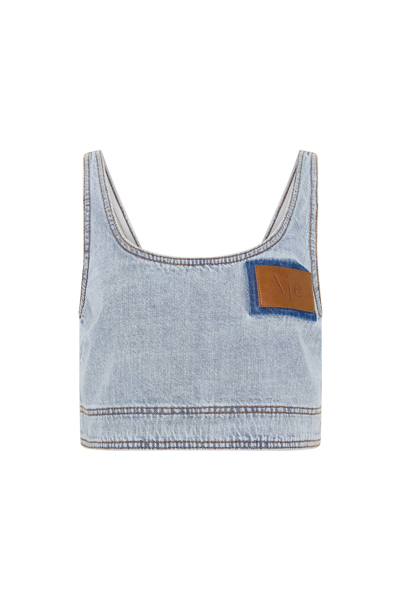 Aje-Aura-Denim-Top Aje Blue Tops