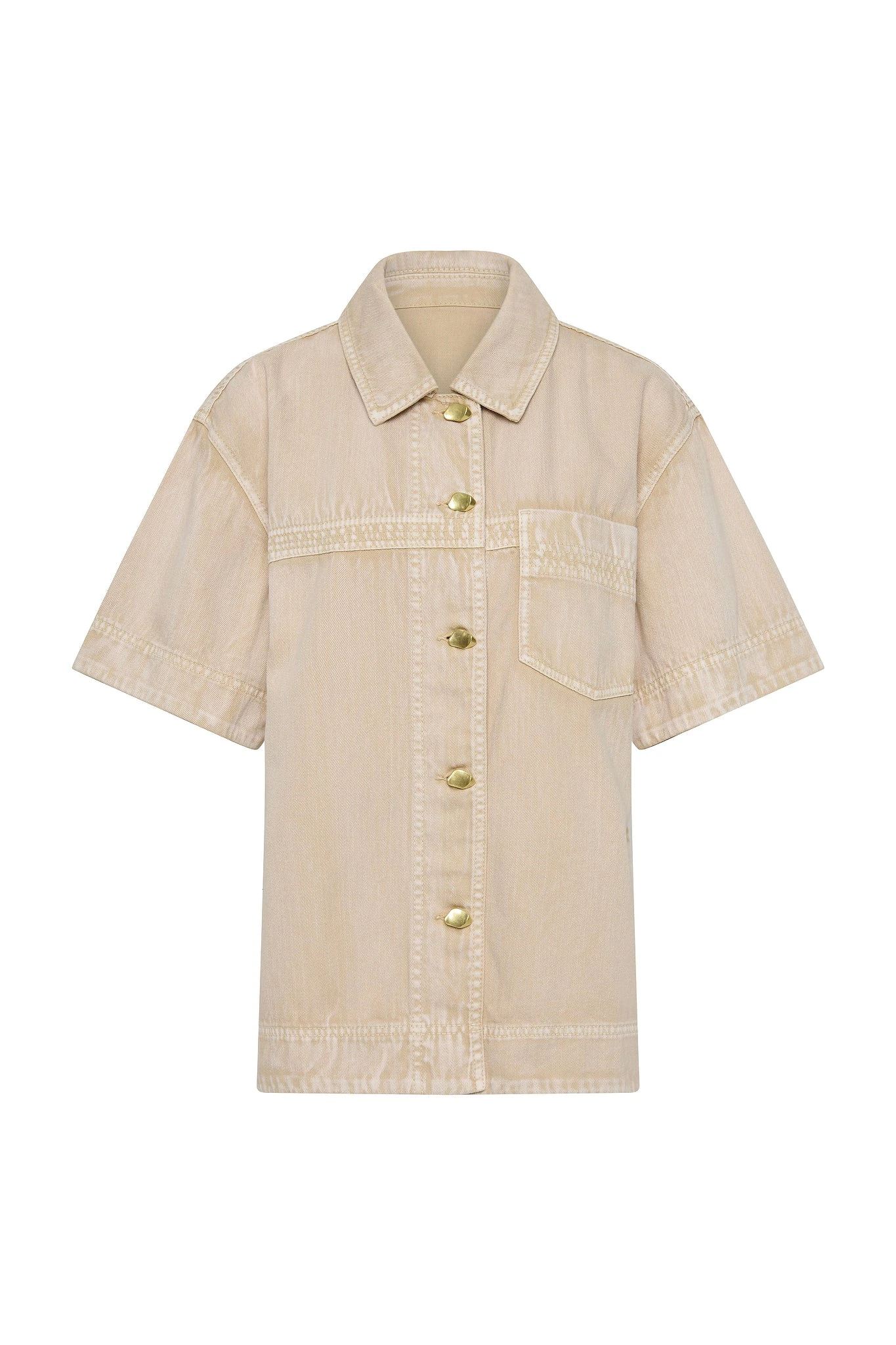 Aje-Kya-Contrast-Denim-Shirt Aje Blue Tops