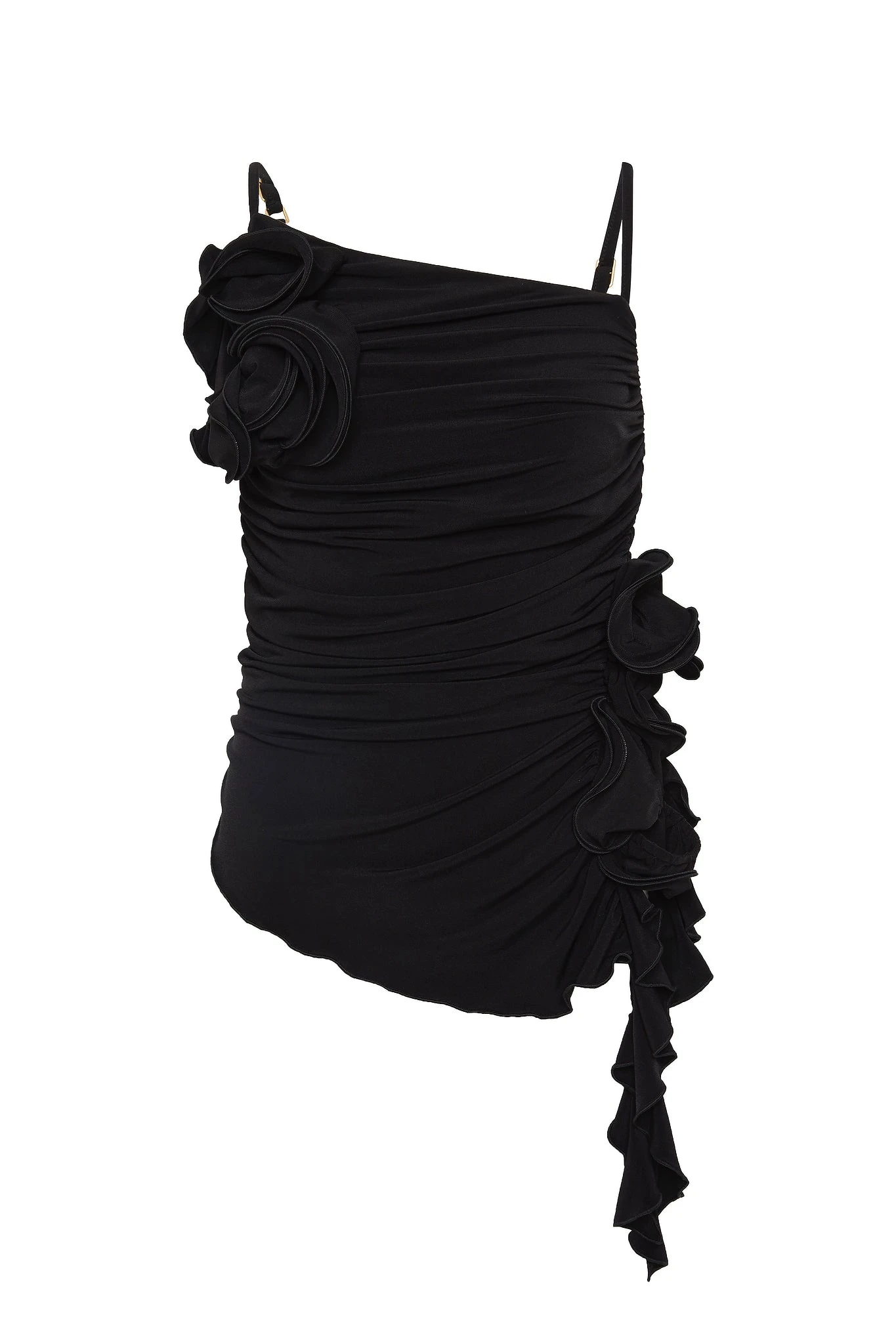 Aje-Serene-Asymmetric-Gathered-Top Aje Black Tops