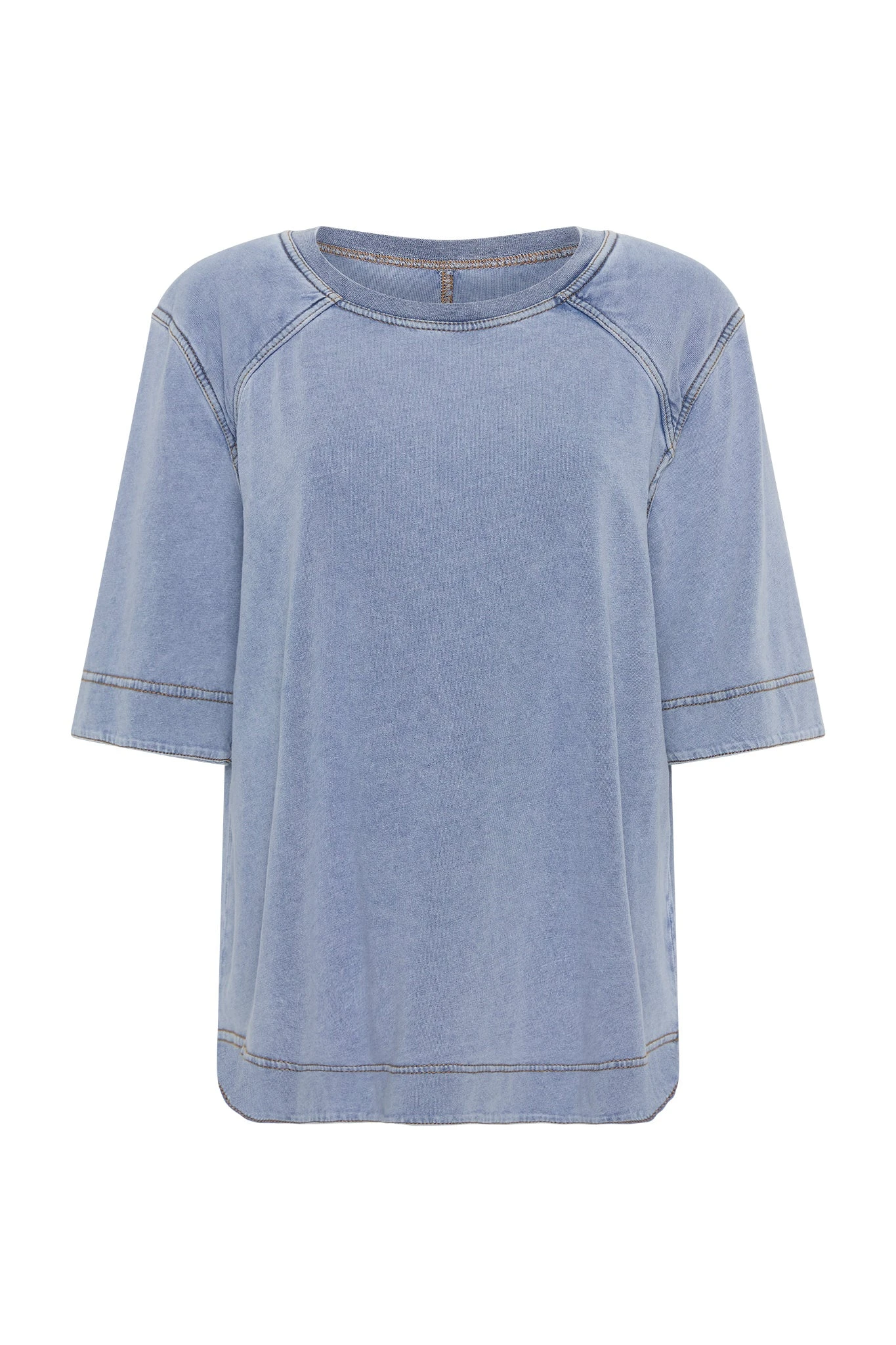 Aje-Surreal-Denim-Overdye-Tee Aje Blue Tops