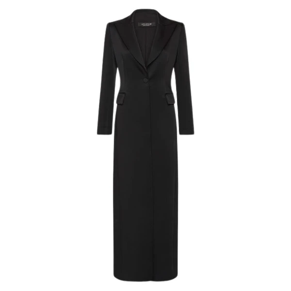 Black Bonded Satin Florence Coat