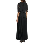Black Botanic Lace Cape Peplum Top