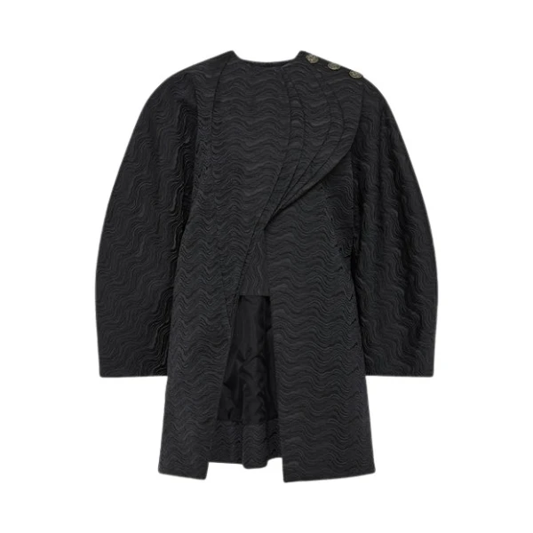 Black Brocade Curved Opera Coat