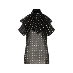 Black C Spot Silk Ggt Bow Top