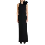 Black Crepe C Back Gown