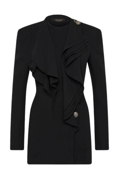 Carla-Zampatti-Black-Crepe-Flounce-Blazer64057_nobg Black Crepe Flounce Blazer - Image 1