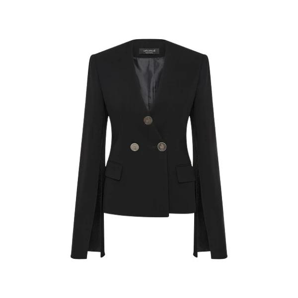 Black Crepe Moneta Rome Jacket