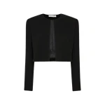 Black Crepe Verona Shoulder Jacket