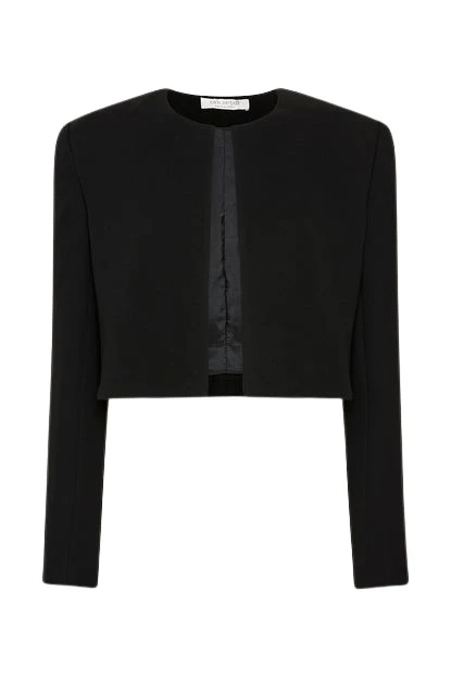 Carla-Zampatti-Black-Crepe-Verona-Shoulder-Jacket14548_nobg Black Crepe Verona Shoulder Jacket - Image 1