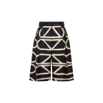 Black Logo Grid Silk Twill Bermuda Short