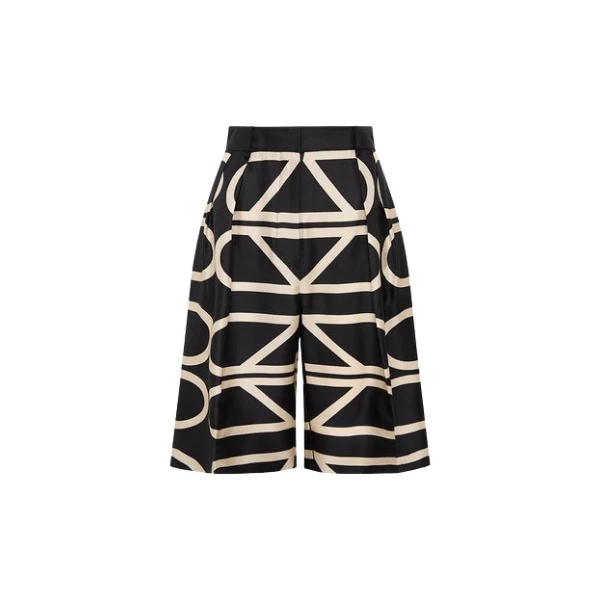 Black Logo Grid Silk Twill Bermuda Short