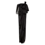 Black Lustre Chiffon Bow Gown