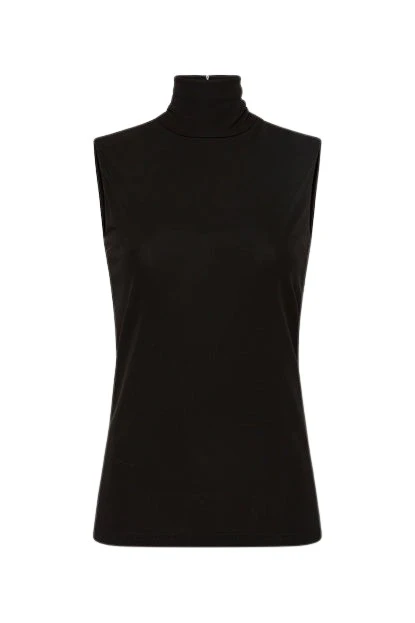 Carla-Zampatti-Black-Matte-Jersey-Polo24603_nobg Black Matte Jersey Polo - Image 1