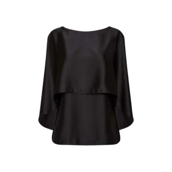 Black Satin Cape Top