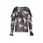 Black Scenica Georgette Fluted Blouse