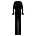 Black Velvet Plunge Jumpsuit