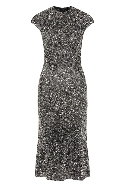 Carla-Zampatti-Chrome-Sequin-Fluted-Midi-Dress86322_nobg Chrome Sequin Fluted Midi Dress - Image 1