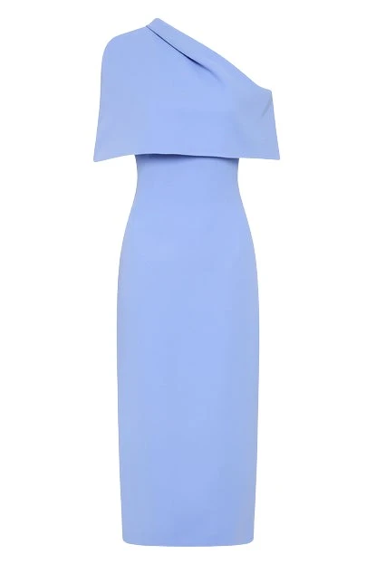 Carla-Zampatti-Cornflower-Crepe-Draped-Collar-Dress11766_nobg Cornflower Crepe Draped Collar Dress - Image 1