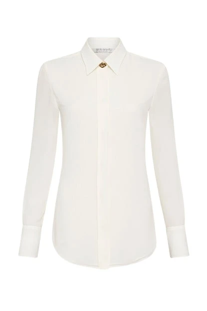 Carla-Zampatti-Cream-Georgette-Classic-Shirt20698_nobg Cream Georgette Classic Shirt - Image 1