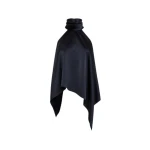 Ink Satin Draped Halter Top