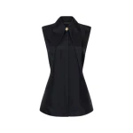 Ink Silk Twill Long Collar Tank