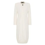 Ivory Crepe Collarless Drape Back Coat