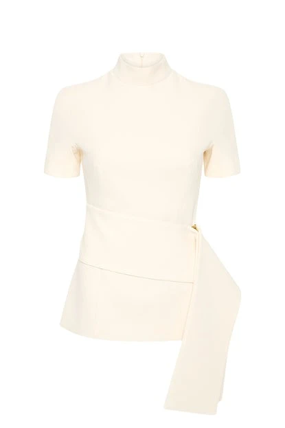 Carla-Zampatti-Ivory-Crepe-Fascia-Top19876_nobg Ivory Crepe Fascia Top - Image 1