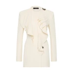 Ivory Crepe Flounce Blazer