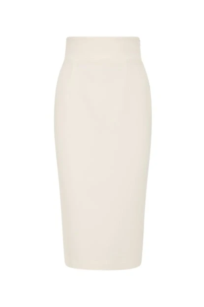 Carla-Zampatti-Ivory-Crepe-Pencil-Skirt20571_nobg Ivory Crepe Pencil Skirt - Image 1