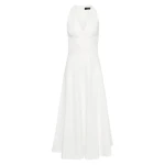 Ivory Linen V-Neck Wrap Dress