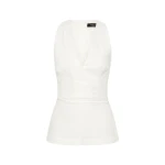 Ivory Linen V-Neck Wrap Top