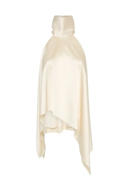 Carla-Zampatti-Ivory-Satin-Draped-Halter-Top31807_nobg Ivory Satin Draped Halter Top - Image 1