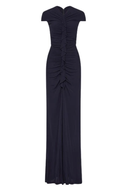 Carla-Zampatti-Liberty-Matte-Jersey-Ruched-Front-Dress47219_nobg Liberty Matte Jersey Ruched Front Dress - Image 1