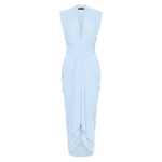 Pale Blue Georgette Sleeveless Waterfall Dress