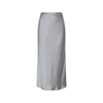 Silver Satin Midi Skirt