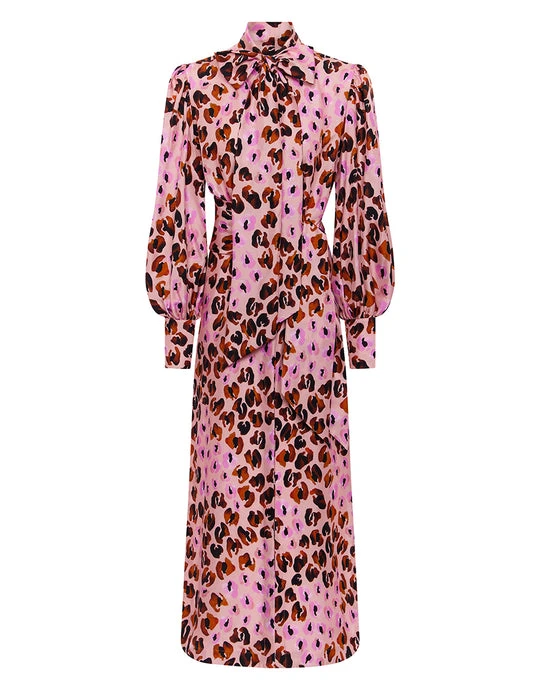 Borgo de Nor Dakota Twill Midi Dress - Leo Pink Borgo de Nor