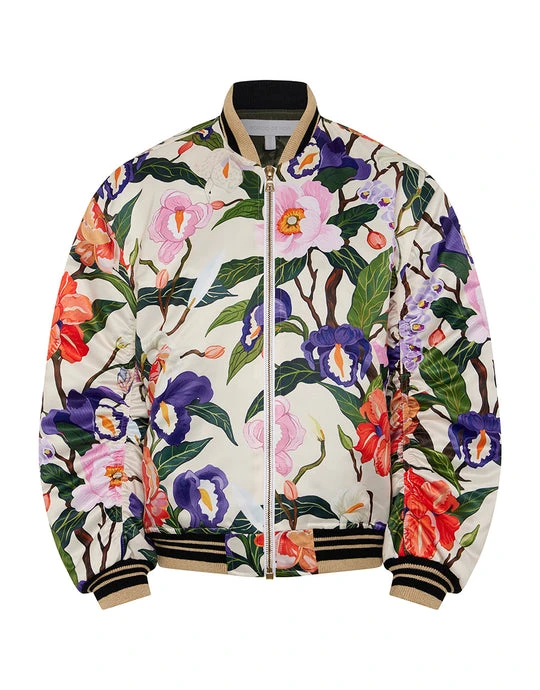 Borgo de Nor Iggy Satin Jacket - Tree Of Life Cream Borgo de Nor