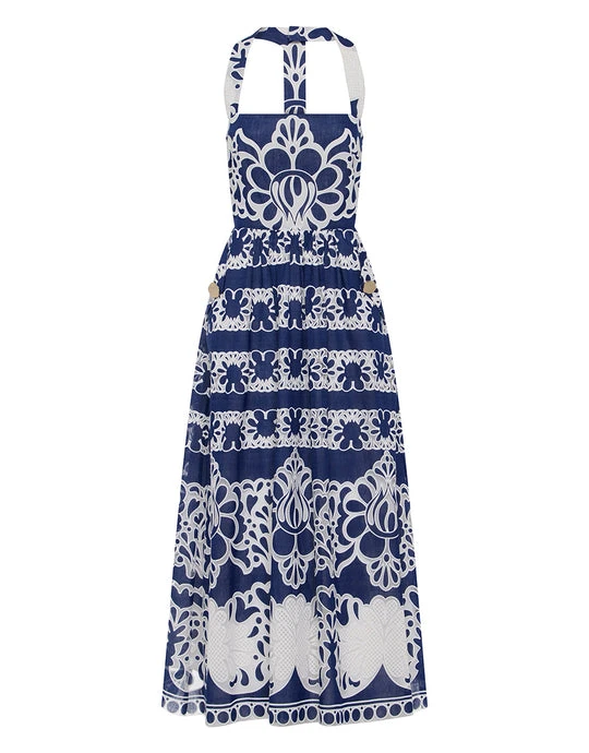 Borgo de Nor Mavaro Denim Midi Dress - Floral Navy Borgo de Nor